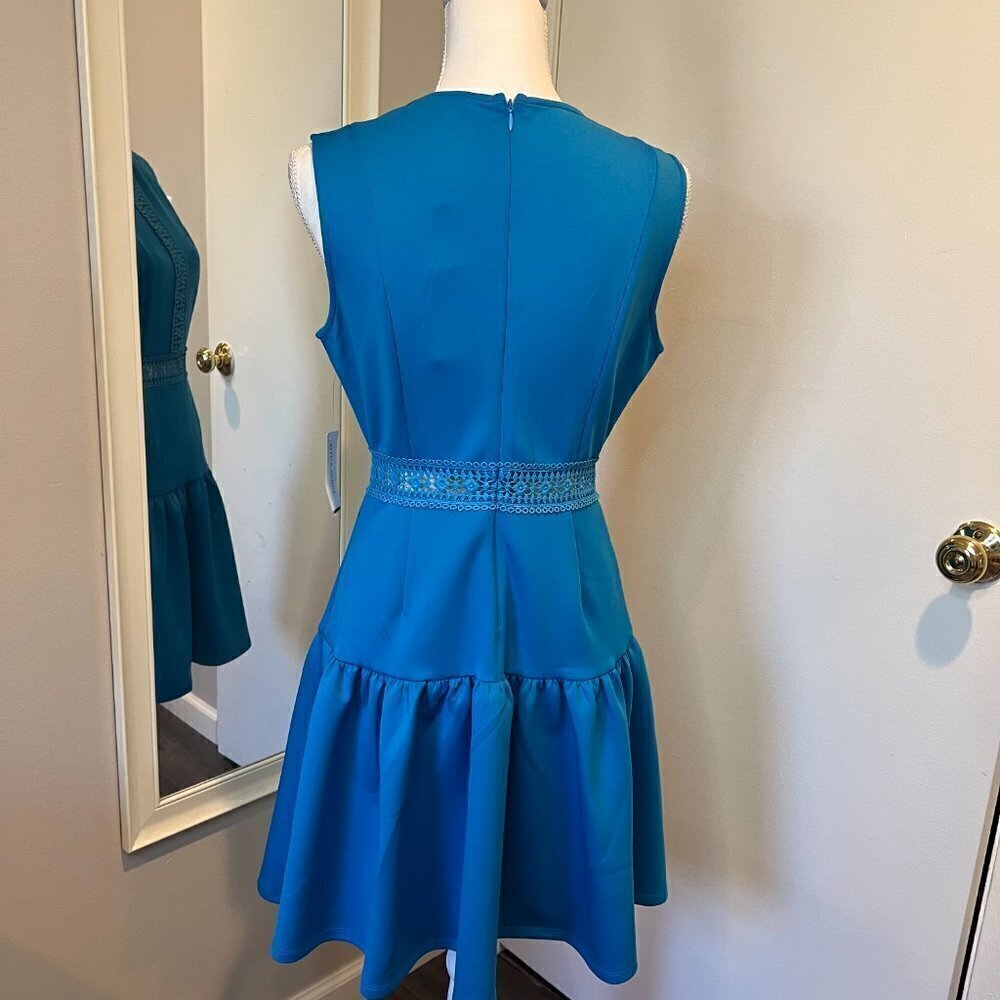 NWT Alexia Admor Blue Justine Sleeveless Dropped Waist mini dress, Size Small - Picture 9 of 16